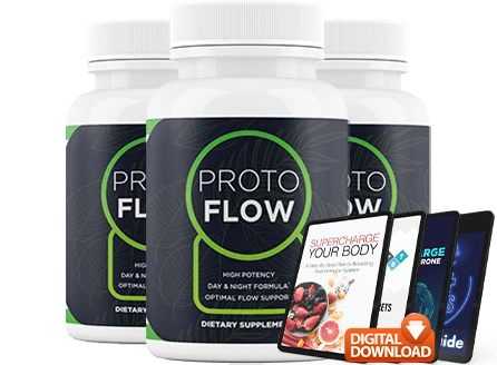 Three bottles of ProtoFlow prostate support supplement